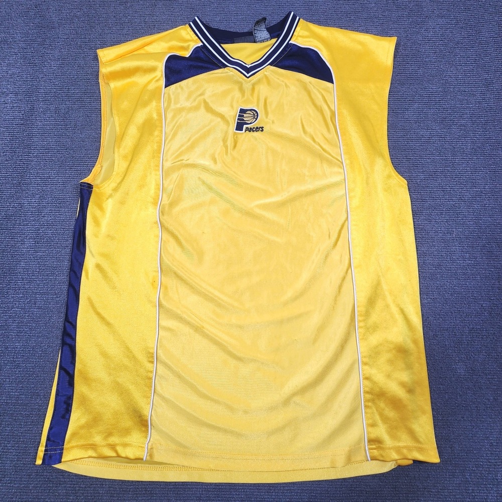 Pro Edge Indiana Pacers Basketball Jersey Mens XL Yellow Navy Blue NBA